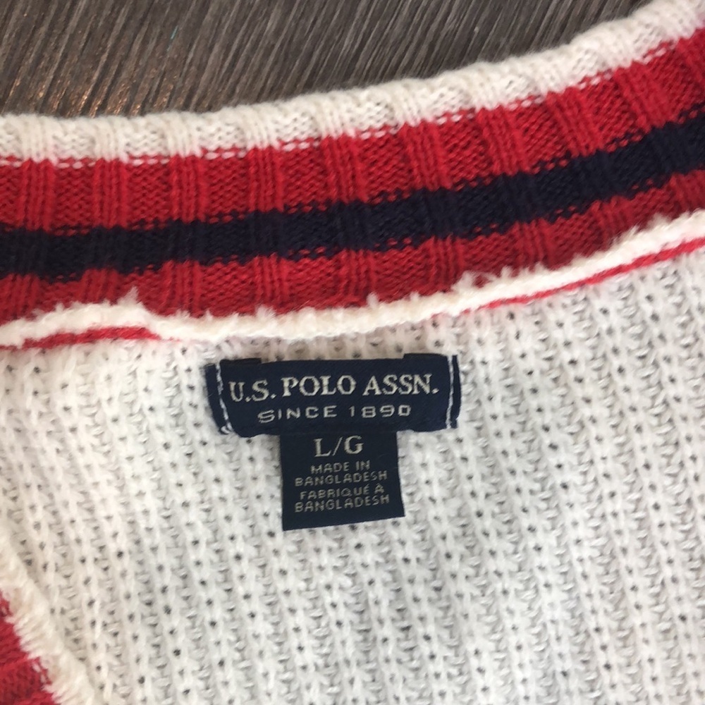 Classic U.S. polo assn. unisex Striped Cable Knit Cardigan size large - Picture 4 of 10